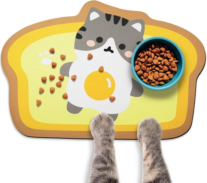 Zoeeya Yellow Cat Food & Water Mats - Absorbent Pet Feeding Placemats, 17.7 * 12 inch - Image 1